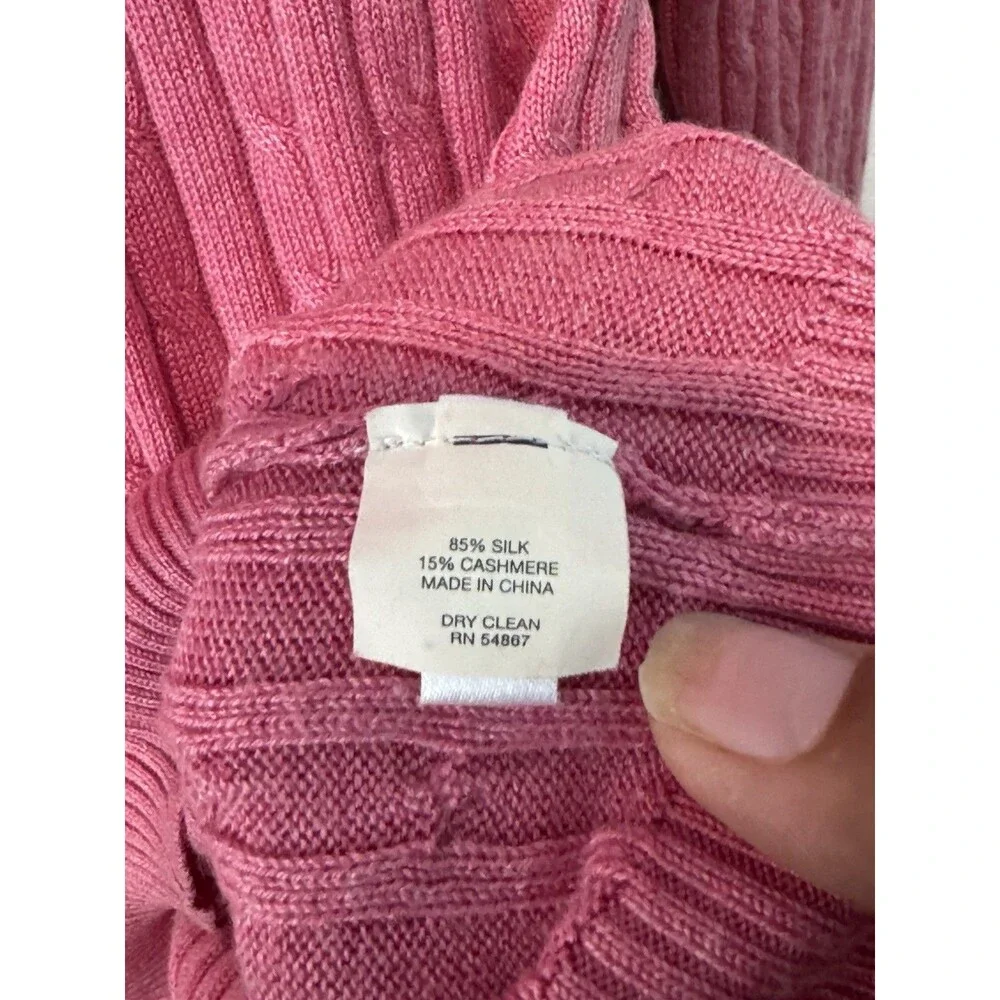 Express Silk Cashmere Blend Pink Cable Knit Crewneck Sweater Women’s M Luxury